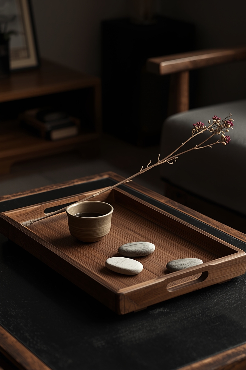 Plateau en bois sculpté