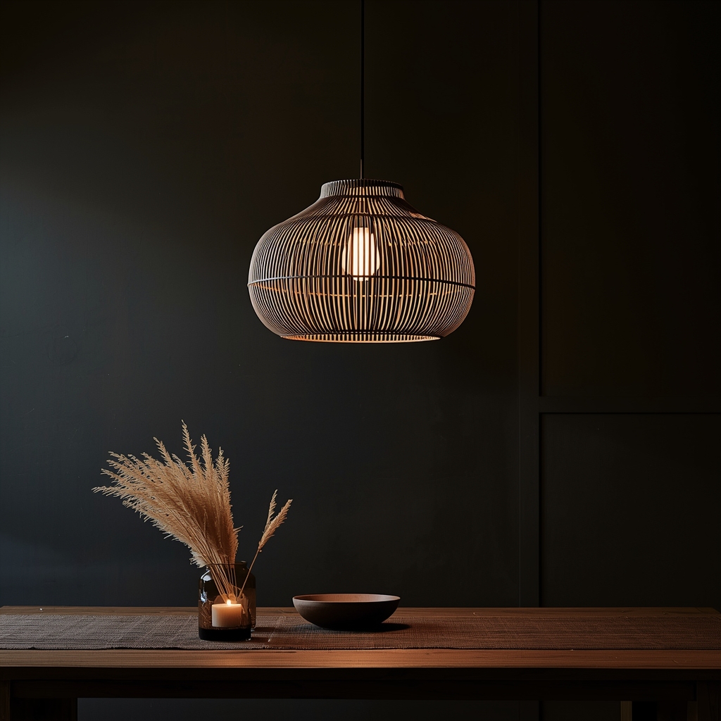 Suspension en rotin tressé